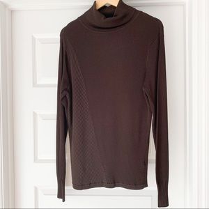 Zara Brown Ribbed Turtleneck Sweater Top size XL